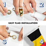 Load image into Gallery viewer, G128 Combo Pack: 6 Feet Tangle Free Spinning Flagpole (White) Belgium Belgian Flag 3x5 ft Printed 150D Brass Grommets (Flag Included) Aluminum Flag Pole