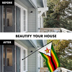 Load image into Gallery viewer, G128 Combo Pack: 6 Ft Tangle Free Aluminum Spinning Flagpole (Black) &amp; Zimbabwe Zimbabwean Flag 3x5 Ft, LiteWeave Pro Series Printed 150D Polyester  Pole with Flag Included