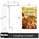 Load image into Gallery viewer, G128 Combo Pack: Garden Flag Stand Black 36x16 Inch &amp; Garden Flag Joyful Thankful Blessed Three Pumpkins 12x18 Inch