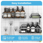 Load image into Gallery viewer, Shower Caddy 3 Pack Shower Organizer with 20 Hooks 3 Adhesive Hooks Large Steel