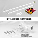 Load image into Gallery viewer, G128 Combo Pack: 5 Ft Tangle Free Aluminum Spinning Flagpole (White) &amp; Maryland MD State Flag 2.5x4 Ft, ToughWeave Series Embroidered 300D Polyester  Pole with Flag Included
