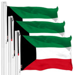 Load image into Gallery viewer, G128 3 Pack: Kuwait Kuwaiti Flag  3x5 Ft  LiteWeave Pro Series Printed 150D Polyester  Country Flag, Indoor/Outdoor, Vibrant Colors, Brass Grommets, Thicker and More Durable Than 100D 75D Poly