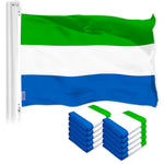 Load image into Gallery viewer, G128 10 Pack: Sierra Leone Sierra Leonean Flag  3x5 Ft  LiteWeave Pro Series Printed 150D Polyester  Country Flag, Vibrant Colors, Brass Grommets, Thicker and More Durable Than 100D 75D Polyester