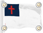Load image into Gallery viewer, G128 Combo Pack: American USA Flag 3x5 Ft &amp; Christian Flag 3x5 Ft  Both LiteWeave Pro Series Printed 150D Polyester, 4 Corner Brass Grommets, Perfect For Balcony/Wall