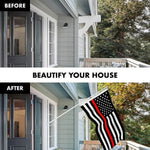 Load image into Gallery viewer, G128 Combo Pack: 6 Feet Tangle Free Spinning Flagpole (White) Thin Red Line Flag 3x5 ft Printed 150D Brass Grommets (Flag Included) Aluminum Flag Pole