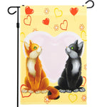 Load image into Gallery viewer, G128  Valentine's Day Garden Flag, Valentine Themed Decorations  Cats in Love,   12x18 Inch  Printed 150D Polyester  Rustic Holiday Seasonal Outdoor Flag