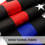 Load image into Gallery viewer, G128 Combo Pack: USA American Flag &amp; Thin Blue/Red Line Flag 4x6 Ft Embroidered Spun Polyester, Indoor/Outdoor, Brass Grommets, Police and First Responder Flag