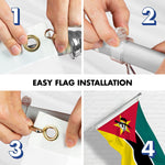 Load image into Gallery viewer, G128 Combo Pack: 6 Ft Tangle Free Aluminum Spinning Flagpole (Silver) &amp; Mozambique Mozambican Flag  3x5 Ft LiteWeave Pro Series Printed 150D Polyester  Pole with Flag Included