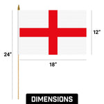 Load image into Gallery viewer, G128 12 Pack Handheld England English Stick Flags  12x18 In  Printed 150D Polyester, Country Flag, Solid Wooden Stick, Spear Gold Tip