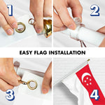 Load image into Gallery viewer, G128 Combo Pack: 6 Ft Tangle Free Aluminum Spinning Flagpole (White) &amp; Singapore Singaporean Flag 3x5 Ft, LiteWeave Pro Series Printed 150D Polyester  Pole with Flag Included