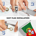 Load image into Gallery viewer, G128 Combo Pack: 6 Ft Tangle Free Aluminum Spinning Flagpole (Silver) &amp; Portugal Portuguese Flag 3x5 Ft, Double ToughWeave Series Double Sided Embroidered 210D Polyester  Pole with Flag Included