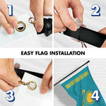 Load image into Gallery viewer, G128 Combo Pack: 6 Ft Tangle Free Aluminum Spinning Flagpole (Black) &amp; Kazakhstan Kazakhstani Flag  3x5 Ft LiteWeave Pro Series Printed 150D Polyester  Pole with Flag Included