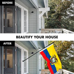 Load image into Gallery viewer, G128 Combo Pack: 6 Ft Tangle Free Spinning Flagpole (Black) &amp; Ecuador Flag 3x5 Ft Printed 150D Polyester, Brass Grommets (Flag Included) Aluminum Flag Pole