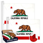 Load image into Gallery viewer, G128 2 PACK: California State Flag 4x6 Ft Double Sided Embroidered 210D Indoor/Outdoor, Brass Grommets, Heavy Duty Polyester, 3ply