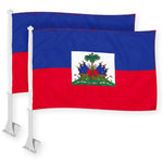 Load image into Gallery viewer, G128 2 Pack: Haiti Haitian Car Flag  11x17 In  Double LiteWeave Pro Series Double Sided Printed 150D Polyester  Flagpole Included  Perfect for Festival Celebrations, Parades