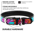 Load image into Gallery viewer, Design Leather Dog Collar for Puppy Small Medium and Large Dogs Boy &amp; Girl Leather Dog Collar Leather Buckle Dog Collar Black (7 1 5 9 2 5 Neck 1 2 Wide Flowers 1)