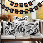Load image into Gallery viewer, Halloween Decoration Ghost Spooky Waterproof Throw Pillow 18 x 18 in Set of 4, Beautiful Cushion Covers for Halloween Sofa Couch Decoration, Pillow Insert Included