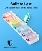 Load image into Gallery viewer, Weekly Pill Organizer 1 time a Day Pill Box 7 Day with Enhanced Waterproof Seal Large compartments Hold Big Vitamins &amp; Supplements Upgraded Locking lids for Home &amp; Travel use Durable Hard case