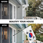 Load image into Gallery viewer, G128 Combo Pack: 6 Feet Tangle Free Spinning Flagpole (Black) South Korea South Korean Flag 3x5 ft Printed 150D Brass Grommets (Flag Included) Aluminum Flag Pole