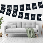 Load image into Gallery viewer, G128 Pirate (Jolly Roger)  Swords Bunting Banner  Flag 8.2 x 5.5 Inch, Full String 33 Feet  Printed 150D Polyester, Decorations For Bar and Festival Events Celebration