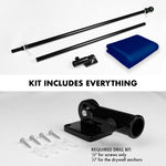 Load image into Gallery viewer, G128 Combo Pack: 5 Ft Tangle Free Aluminum Spinning Flagpole (Black) &amp; Solid Blue Color Flag 2x3 Ft, LiteWeave Pro Series Printed 150D Polyester  Pole with Flag Included