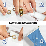 Load image into Gallery viewer, G128 Combo Pack: 6 Ft Tangle Free Aluminum Spinning Flagpole (White) &amp; Micronesia Micronesian Flag  3x5 Ft LiteWeave Pro Series Printed 150D Polyester  Pole with Flag Included