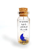 Load image into Gallery viewer, Mensaje romántico en una botella para regalar a tu novio o novia Tarro de los deseos con una tarjeta para tu esposo o esposa (in a bottle Te quiero hasta la Luna ida y vuelta)