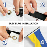 Load image into Gallery viewer, G128 Combo Pack: 6 Ft Tangle Free Aluminum Spinning Flagpole (Black) &amp; Ukraine Ukrainian Flag 3x5 Ft, LiteWeave Pro Series Printed 150D Polyester, 4 Corner Brass Grommets  Pole with Flag Included