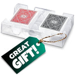 Load image into Gallery viewer, Dual Deck Revolving Card Holder   360 Degree Poker Playing Cards Holder Canasta Card Holder Casino Accessories Acrylic Playing Card Holder for Playing Card Games   Clear Tray Poker Card Deck Holder