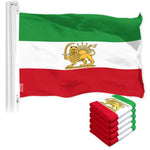 Load image into Gallery viewer, G128 5 Pack: Iran Lion Iranian Lion Flag  3x5 Ft  LiteWeave Pro Printed 150D Polyester  Country Flag, Indoor/Outdoor, Vibrant Colors, Brass Grommets, Thicker and More Durable Than 100D 75D Poly