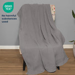 Load image into Gallery viewer, The Fine Living Co. 100% Cotton Waffle Weave Throw Blanket Lightweight Soft and Breathable Throw Blanket for All Season Skin Friendly Blanket for Couch Bed Sofa 50”x70” inches Mineral Gray