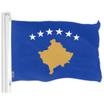 Load image into Gallery viewer, G128 Kosovo Kosovar Flag  3x5 Ft  LiteWeave Pro Series Printed 150D Polyester  Country Flag, Indoor/Outdoor, Vibrant Colors, Brass Grommets, Thicker and More Durable Than 100D 75D Polyester