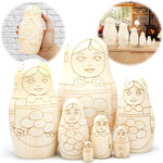 Load image into Gallery viewer, Unfinished Nesting Dolls Blank Set of 7 pcs Wooden Crafts to Paint Your Own Matryoshka Blank Russian Nesting Dolls Unpainted Russian Dolls Blank