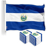 Load image into Gallery viewer, G128 10 Pack: El Salvador El Salvadoran Flag  3x5 Ft  LiteWeave Pro Series Printed 150D Polyester  Country Flag, Vibrant Colors, Brass Grommets, Thicker and More Durable Than 100D 75D Polyester