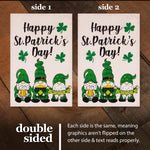 Load image into Gallery viewer, G128 Garden Flag Happy St. Patrick's Day Three Leprechaun Gnomes 12x18 Burlap Fabric