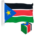 Load image into Gallery viewer, G128 5 Pack: South Sudan South Sudanese Flag  3x5 Ft  LiteWeave Pro Series Printed 150D Polyester  Country Flag, Vibrant Colors, Brass Grommets, Thicker and More Durable Than 100D 75D Polyester