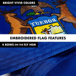 Load image into Gallery viewer, G128  6 Feet Tangle Free Spinning Flagpole (Black) Michigan Double Sided Brass Grommets Embroidered 3x5 ft (Flag Included) Aluminum Flag Pole