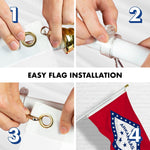Load image into Gallery viewer, G128 Combo Pack: 6 Feet Tangle Free Spinning Flagpole (White) Arkansas AR State Flag 3x5 ft Printed 150D Brass Grommets (Flag Included) Aluminum Flag Pole