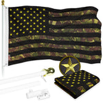 Load image into Gallery viewer, G128 Combo Pack: 6 Ft Tangle Free Aluminum Spinning Flagpole (White) &amp; American USA Camouflage Flag 3x5 Ft, ToughWeave Pro Series Embroidered 420D Polyester  Pole with Flag Included