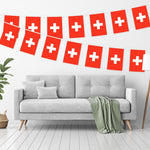 Load image into Gallery viewer, G128 Switzerland Swiss Bunting Banner  Flag 8.2 x 5.5 Inch, Full String 33 Feet  Printed 150D Polyester, Decorations For Bar, School, Festival Events Celebration