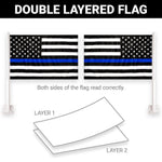Load image into Gallery viewer, G128 2 Pack: Thin Blue Line Car Flag  11x17 In  Double LiteWeave Pro Series Double Sided Printed 150D Polyester  Flagpole Included  Perfect for Festival Celebrations, Parades