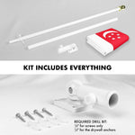 Load image into Gallery viewer, G128 Combo Pack: 6 Ft Tangle Free Aluminum Spinning Flagpole (White) &amp; Singapore Singaporean Flag 3x5 Ft, LiteWeave Pro Series Printed 150D Polyester  Pole with Flag Included