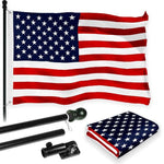 Load image into Gallery viewer, Combo Pack: 6 Feet Tangle Free Spinning Flagpole (Black) USA American Flag 3x5 ft Printed 150D Brass Grommets (Flag Included) Aluminum Flag Pole