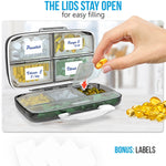 Load image into Gallery viewer, Airtight Pill Organizer Box Large Pill Dispenser for Home Travel 8 Compartment
