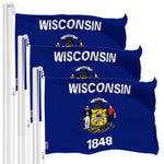 Load image into Gallery viewer, G128 3 Pack: Wisconsin WI State Flag  3x5 Ft  LiteWeave Pro Series Printed 150D Polyester  Indoor/Outdoor, Vibrant Colors, Brass Grommets, Thicker and More Durable Than 100D 75D Polyester