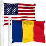 Load image into Gallery viewer, Combo Pack American USA Flag 3x5 Ft and Romania Flag 3x5 Ft Both Printed 150D