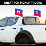Load image into Gallery viewer, G128 2 Pack: Haiti Haitian Car Flag  11x17 In  Double LiteWeave Pro Series Double Sided Printed 150D Polyester  Flagpole Included  Perfect for Festival Celebrations, Parades