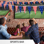 Load image into Gallery viewer, G128 American USA Star &amp; Stripe Pennant Banner  Flag 7 x 8 Inch, Full String 9.8 Feet  Printed 150D Polyester, Decorations For Bar, School, Festival Events Celebration (Total 10 PCS)