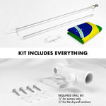 Load image into Gallery viewer, G128 Combo Pack: 6 Ft Tangle Free Aluminum Spinning Flagpole (Silver) &amp; Brazil Brazilian Flag 3x5 Ft, Double ToughWeave Series Double Sided Embroidered 210D Polyester  Pole with Flag Included