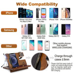 Load image into Gallery viewer, Phone Docking Station Ergonomic Wallet Stand Watch Organizer Natural Wooden Gift